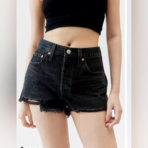 ‼️SOLD‼️ Levi's Black Button Fly Distressed Jean Shorts for Women